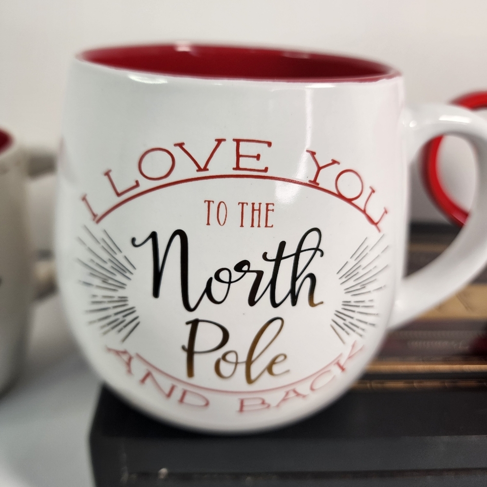 Coffee Tea Cup Mug "I Love You to the North Pole and Back" Sleigh Bell b…